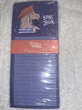 🇺🇸 Kristy Mast Parisian-Inspired Bone Jour Dog Beret Magnetic List Pad NIP